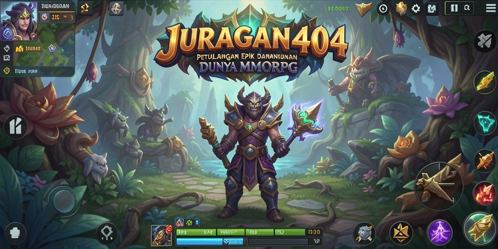 Screenshot JURAGAN404 menampilkan pertempuran seru antara pemain melawan monster raksasa.