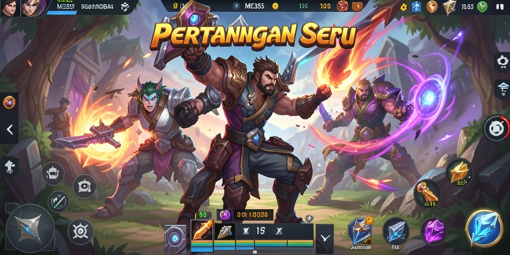Screenshot tampilan gameplay intens di arena MOBA ME355.